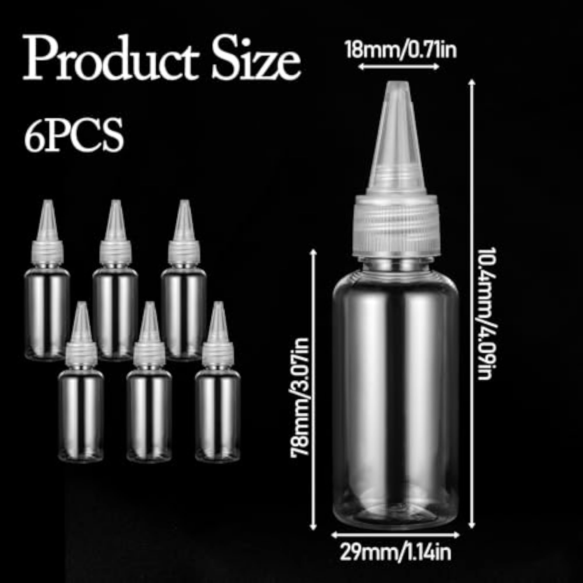6 Pcs Small Clear Squeeze Bottles for Travel