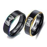 Personalized Couples Matching Rings Set - Custom Name Rings for Him & Her - Black Wedding Rings - His & Hers Engagement Rings - Christmas & Valentine's Day Jewelry (Skeleton Pinky Promise)