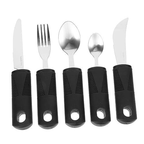 Gatuida 1 セット リハビリ食食器 ベビースプーン 古い道具 重量銀製品 者用スプーン キッズカトラリー のあるスプーン ステンレスフォーク ヘビーデューティスプーン 適応型食器 握力の弱