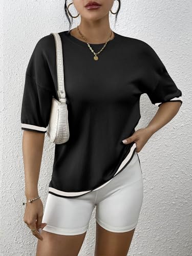 Zeagoo Womens Knit Short Sleeve Tops Summer Pullover Blouse Basic Casual Shirt4