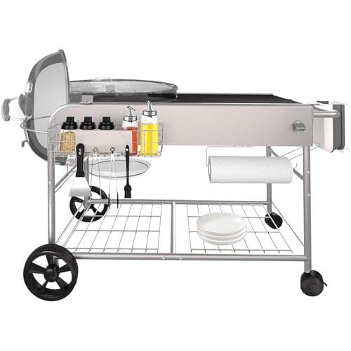 GFTIME Edelstahl Grilltisch Grillwagen für Weber 47cm & 57cm Original Kettle, Premium, Master Touch, Jumbo Joe Holzkohlegrill, Performer Holzkohlegrill mit Deckelhalter Grills, Outdoor-Grillständer GFTIME Edelstahl Grilltisch Grillwagen für Weber 47cm & 57cm Original Kettle, Premium, Master Touch, Jumbo Joe Holzkohlegrill, Performer Holzkohlegrill mit Deckelhalter Grills, Outdoor-Grillständer