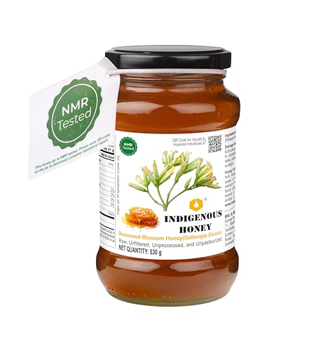 Image of INDIGENOUS HONEY Pure Rosewood Shisham Honey Raw Organic 17.64 oz Glass Jar | Natural Sweetener Unprocessed Unpasteurized Unheated Honey Pack of 1