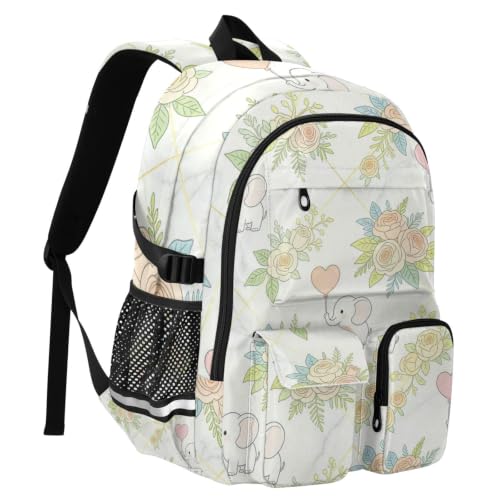 Mochila de viaje juvenil con elefantes para escuela universitaria y apuntes 2