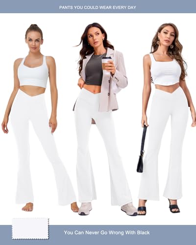 Aoliks Crossover Flare Leggings for Women,High Waisted Bootcut Yoga Pants Workout Bell Bottom Leggings3