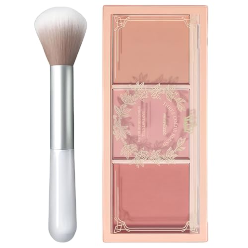 Blushers for Cheeks Make Up, 3-in-1 Powder Blush - Matte Face Blush for Long-Lasting, Sweat-Resistant, Non-Greasy Glow, Natural Look & Brighten Skin