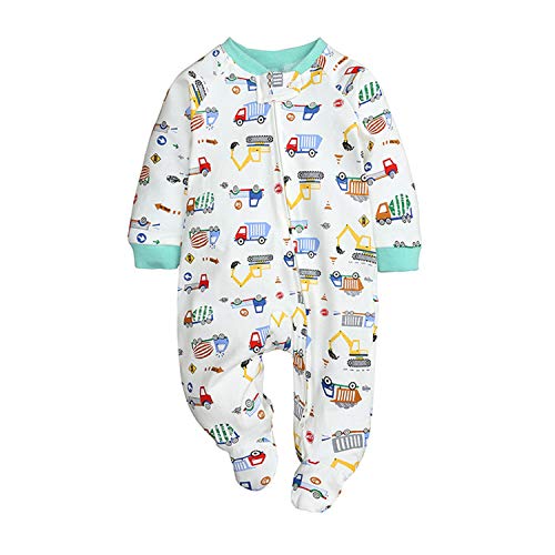 Moru Baby Girls Boys Sleep and Play Organic One-Piece Romper Zip Cotton Footed Pajama (White, 0-3 Months)