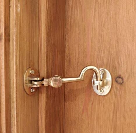 Dzina Silent Cabin Hook & Eye Brass Gate Hook and Eye 75mm - Image 3