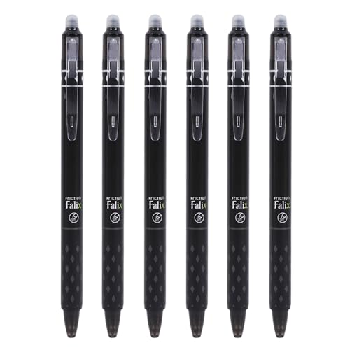 Bolígrafos de Tinta Gel Borrables 6 Piezas 0.5mm Negro miniatura 1