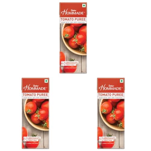 Image of Dabur Hommade Tomato Puree : Made from 100% Ripe Tomatoes with No Added preservatives - 200 gm (Pack of 3)
