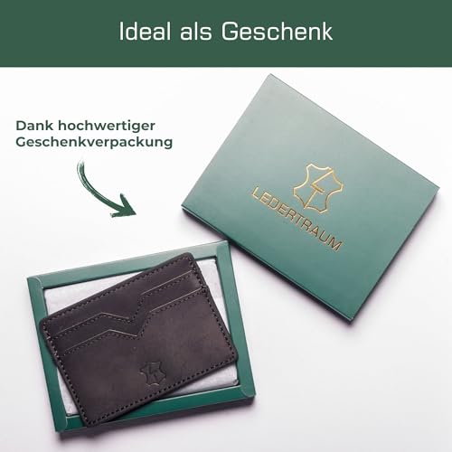 Kartenetui Leder Herren – besonders dünner Cardholder aus Echtleder, Slim Wallet in schwarz, Karten-Portmonnaie & Mini Portmonnaie, Kreditkartenetui (schwarz)