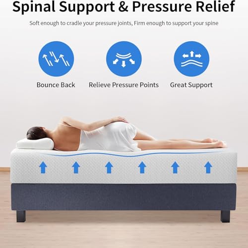 Image of PayLessHere 12 inch Memory Foam Mattress Cooling Gel Green Tea Infused Mattress,Fiberglass Free,CertiPUR-US Certified,Cooler Sleep Supportive & Pressure Relief,White California King