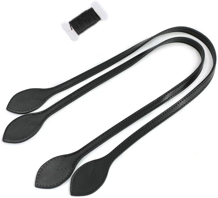 Vachetta Leather Replacement Straps Handles Fit for Neverfull PM & MM Tote Bags (Black)