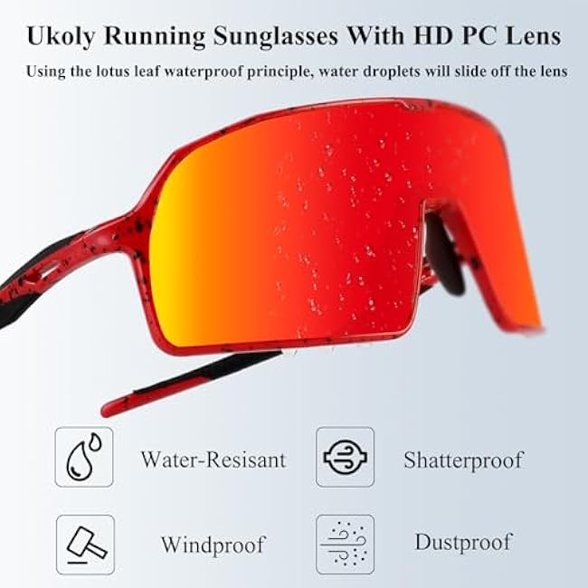 Ukoly Cycling Glasses Running Baseball Fishing Golf Sunglasses For Men Women,Sports Sunglasses HD Lens UV400coating 650