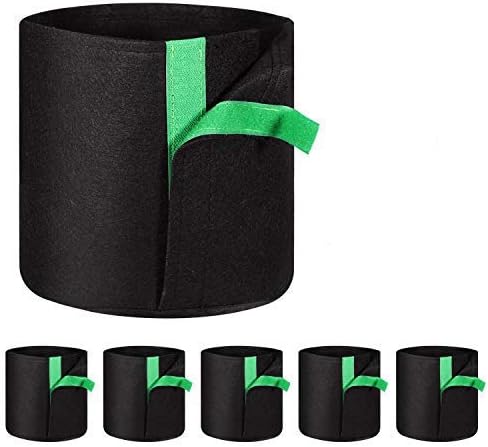 Delxo 5-Pack 1 Gallon Grow Bags Heavy Duty Aeration Fabric Pots Thickened Nonwoven Fabric Pots Plant Grow Bags