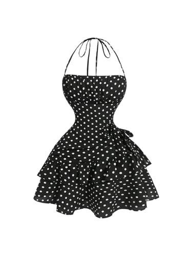 Image of Floerns Women's Floral Halter Ruffle Tiered Cute Summer Mini Dress Milkmaid Vacation Sundress
