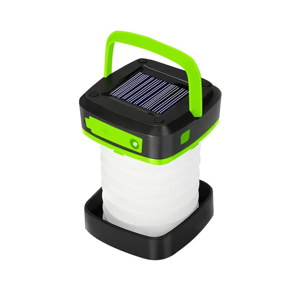 Ieron LED Camping Lantern， Solar and USB Rechargeable Emergency Lights， Collapsible Camp Lanterns for Power Outages, Night Hiking and Camping