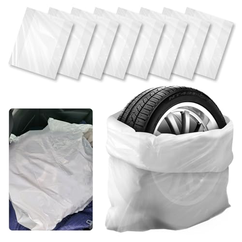 Image of 8PCS Extra-Large Tire Covers,Tear-Resistant LDPE Plastic Tire Bags for Storage & Transport Car Tires Wheel,Waterproof Dustproof Tire Storage Bag Car Accessories for Most Vehicles (8PCS)