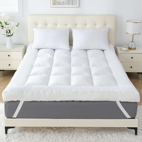 SHOUREN 4 Inch Memory Foam Mattress Topper Queen for Back Pain, Extra Soft Pillow Top Mattress Topper, 2000GSM Fluffy Shredded Memory Foam Filled & Thicked Down Alternative-Lined 80x60x4in
