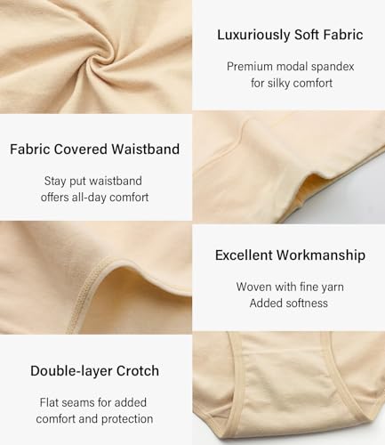 Image of wirarpa Women's Ultra Soft High Waist Bamboo Modal Underwear Panties Multipack, Multicolored07-4 Pack, X-Small