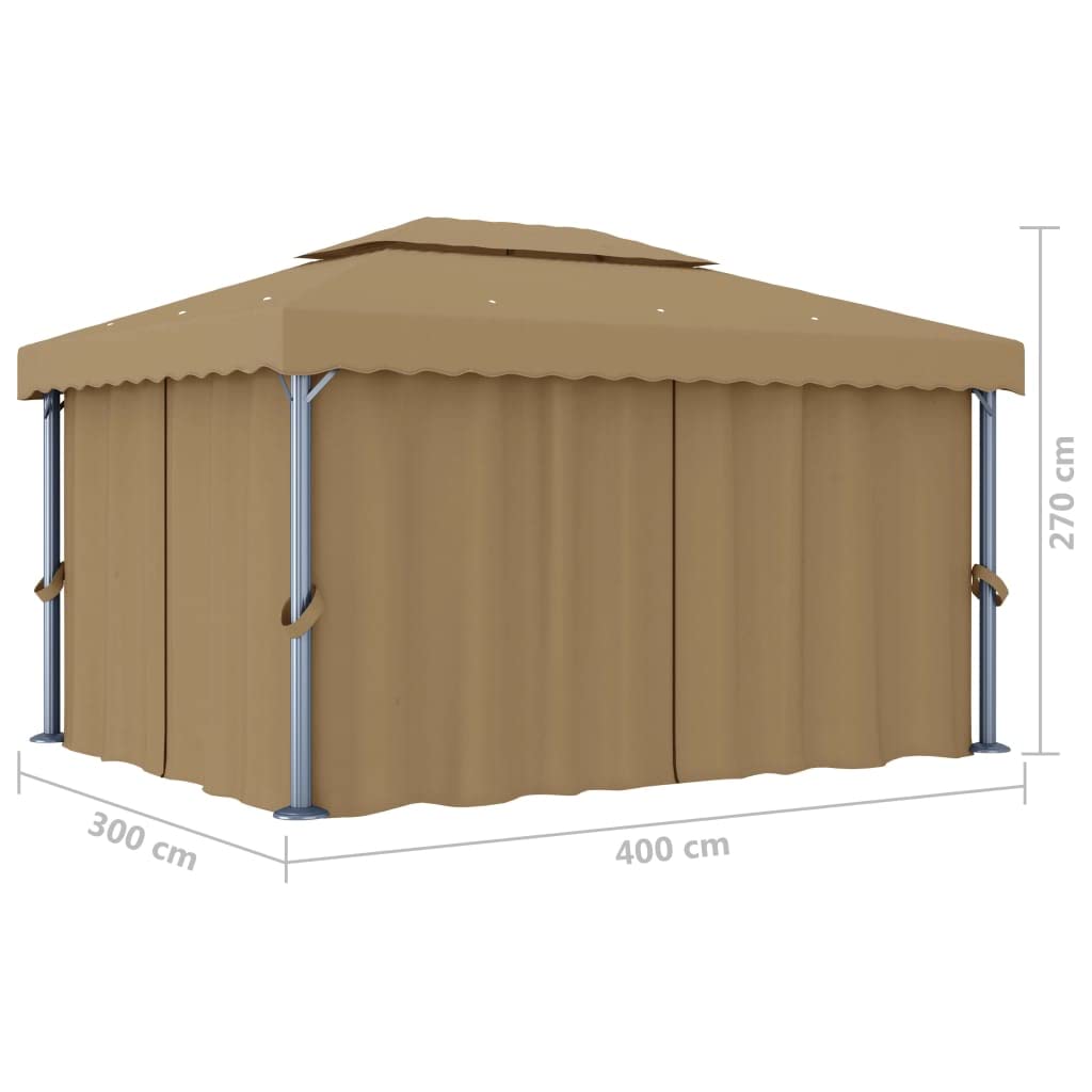 Altana z zasłoną szarą taupe aluminium 4x3 m
