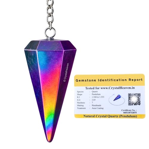 Image of Certified Amethyst Aura Quartz Pendulum Dowsing Tool - Natural Crystal Pendulum for Spiritual Guidance - Premium Dowser Pendulum for Accurate Divination and Energy Healing - Perfect for Energy Healing and Chakra Balancing - Handcrafted with Precision and Elegance