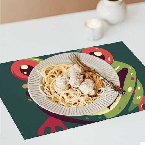 Set de table en PVC résistant à la chaleur et lavable motif grenouille - 8