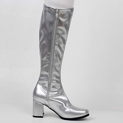 Image of JiaLuoWei GOGO Boots for Women, Knee High Boots, PU Leather Zip Ladies Party Dance Shoes