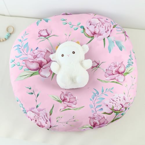 Image of DILIMI Newborn Lounger Cover, Soft Comfortable Baby Lounger Cover, 1 Pack Reversible Removable Slipover for Infant Lounger Pillow, Purple Floral (Lounger not Included)