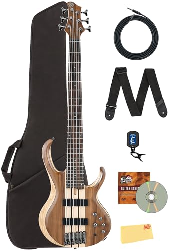 Ibanez BTB746 Standard 6-String Bass Guitar - Natural Low Gloss Bundle with Gig Bag, Tuner, Strap, Instrument Cable, Austin Bazaar Instructional DVD, and Polishing Cloth