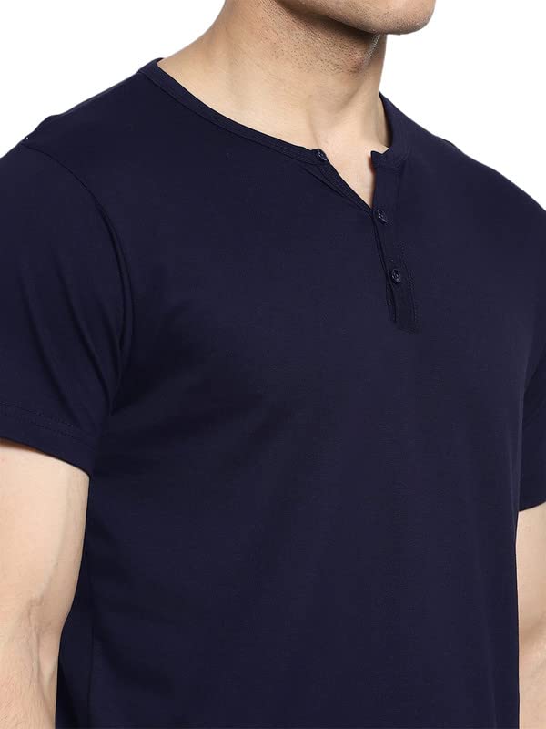 Image of LAZYCHUNKS Regular Fit Solid Henley Half Sleeve Tshirt for Men