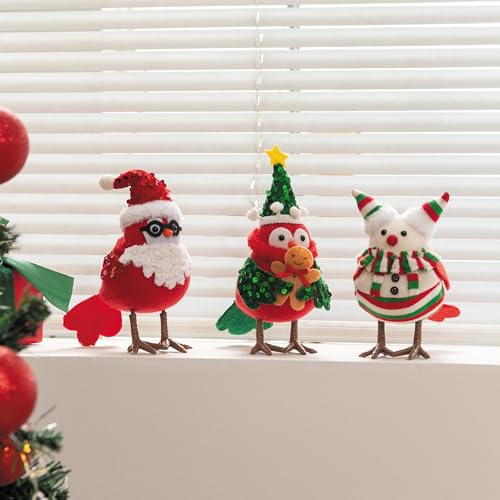 MOSHAKALA Christmas Table Decorations Birds,Christmas Birds,Christmas Decor Set of 3 Santa Claus,Joker,Gingerbread Man Christmas Tree Birds for Christmas Decor, Ornaments for New Year Xmas Home Décor
