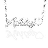 Q&Locket Heart Love Personalized Name Necklace Silver/Gold/Rose Gold Plated Stainless Steel Nameplat