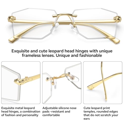 Dollger Rimless rectangle Sunglasses Women Men Fashion Trendy Metal Tinted Shades Clear Y2k Sunglasses3