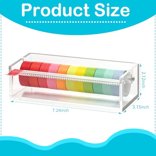 SMAODSGN Distribuidor de fita washi de acrílico organizador de suporte de fita 7 em cortador de rolo