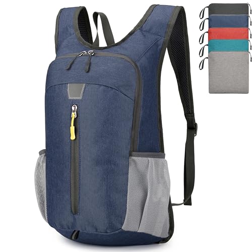 YASIMIA Lightweight Hiking Backpack 20L Foldable Small Travel Hiking Daypack Camping Backpack Water Resistant Packable Outdoor Cycling Back Pack Sports Shoulder Bag for Women Men (Navy Blue)