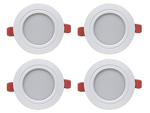 BENE? Ray Virgin Plastic Round Ceiling Light (Yellow, 7w, Pack of 4 Pcs)