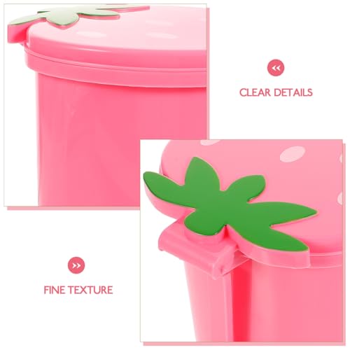 Image of Desktop Trash Can, Pink Plastic Container with Lid, Mini Size for Home Office, Creative Decor