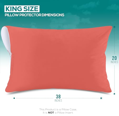 Image of Utopia Bedding Premium 100% Waterproof Pillow Protectors with Zipper King Size (Set of 2), Bed Bug and Dust Mite Proof Zippered Pillow Covers, Pillow Encasement Cases, Coral