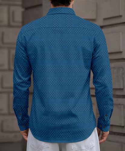 Image of The Kab's Men Casual Shirt | Textured Cotton Fabric Regular Fit Shirts for Men Stylish | Full Sleeve Shirt for Man | Comfortable Breathable Fabric | Perfect for Casual Office and Outing Wear