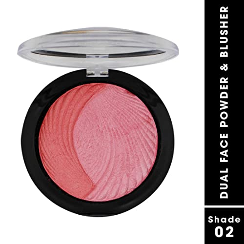 Image of FASHION COLOUR Dual Face Powder & Blusher | Easy Blend | Highly Pigmented | Natural Glow | Face Makeup Blush For Cheekbones & Highlighting | Face Blusher For All Skin Tones | Shade 02
