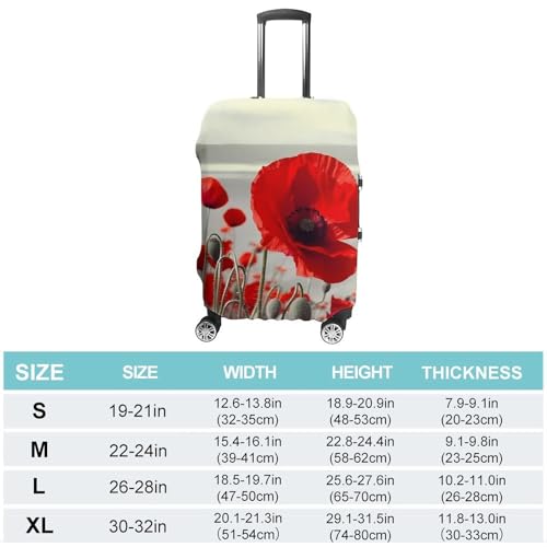 Red Poppy Flower Luggage Cover, Washable Elastic Suitcase Cover Protector Fit 18-32 Inch Luggage2
