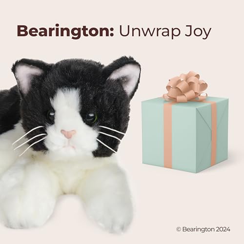 Image of Bearington Domino Cat Stuffed Animals - 15 inch Realistic Tuxedo Cat Plush - Black and White Kitty Plushies with Soft Fur and Lifelike Details - Adorable Cuddly Gift for Kids and Adults