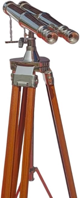 Nautical Brass Navy Binocular Antique 18" Telescope with Floor Tripod Stand