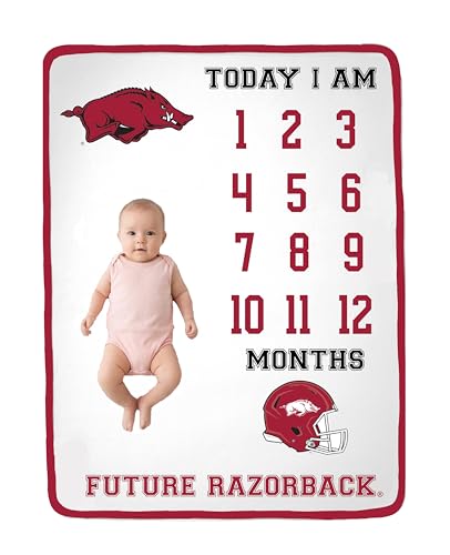 Future Tailgater Collegiate Licensed Baby Milestone Blanket (Arkansas Razorbacks)