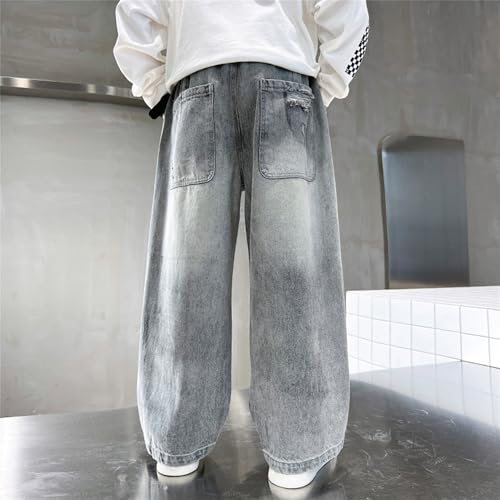SANGTREE Boy's Denim Pants Pleat Front Loose Vintage Jeans with Pockets, 4-14 Years3