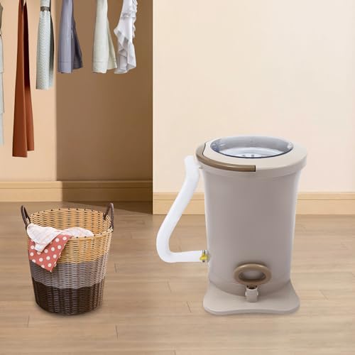 Portable Spin Dryer For Clothes, 2.4Gal Large Capacity Portable Foot Operated Non-Electric Dehydrator, Manual Draw Cord Dryer For Student Housing, Apartments, Rvs, Camping (White)