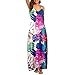 KEERADS Femmes Robe décontractée d'été Robe Florale imprimée Spaghetti Robe Boho Robe Florale Longue Robe Maxi-Pocket Robe Jupe Plissée Courte