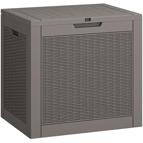 LHBGO 31 Gallon Deck Box, Resin Outdoor Storage Box, Waterproof and UV Resistant Lightweight Storage Deck Box for Garden Tools Cover