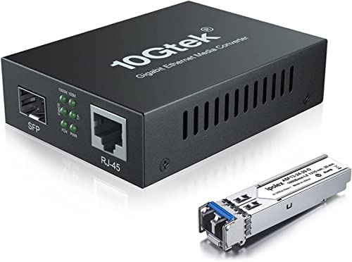Ipolex convertidor de Medios Gigabit Ethernet, 1.25G SFP Puerto Convertidor de Medios de Fibra óptica, monomodo LC Convertidor Equipado con un SFP LX transceptor (1310 nm, 20 km@OS1OS2SMF). 1 Pack.