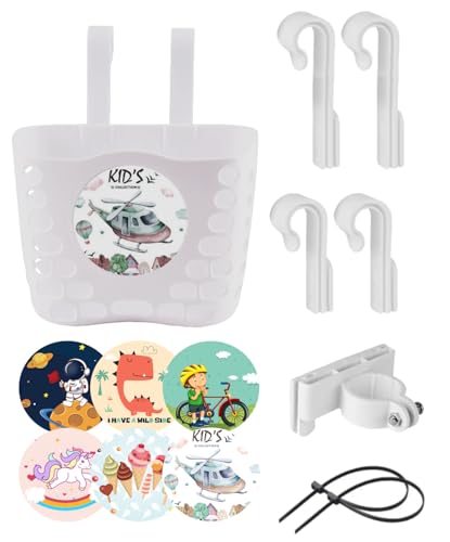 S.fields.inc 前かご 子供用自転車 後付け フロントバスケット 金具3種類付き ストライダー プラスチック (ホワイト)
